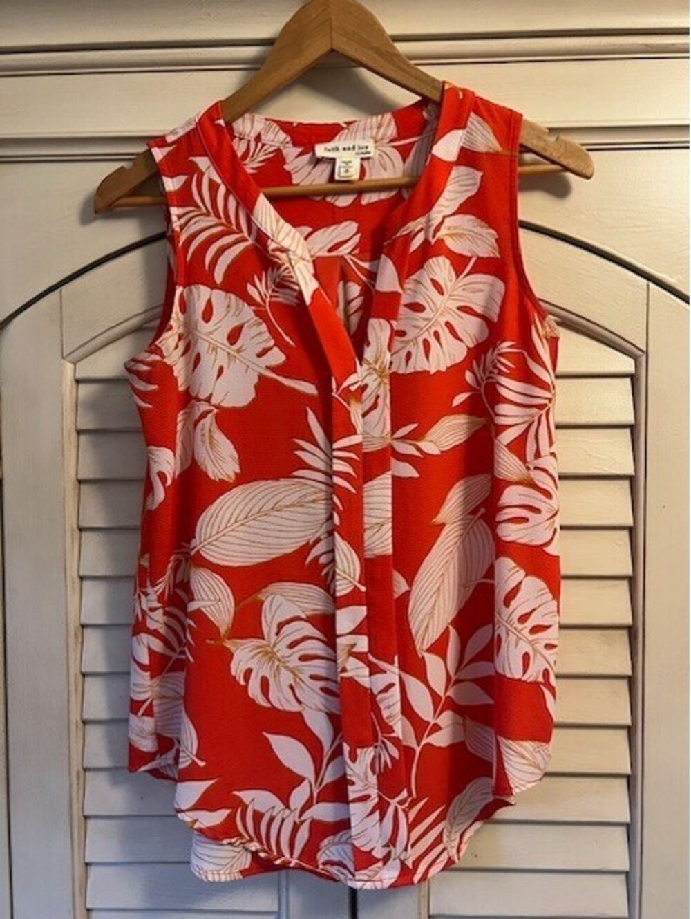 Faith And Joy LA Orange & Beige Leaf Design Top